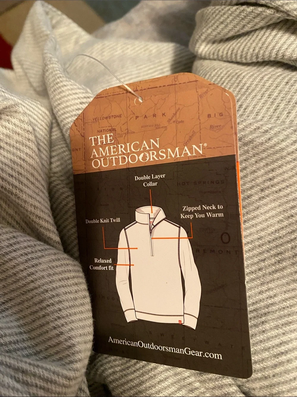 The American Outdoorsman Original Penguin Men's Light Gray Zip-Up Pullover